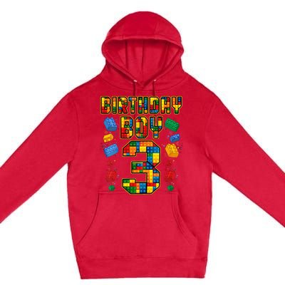 Kids 3rd Birthday Master Builder 3 Years Old Block Building Premium Pullover Hoodie