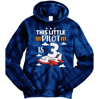 Kids 3 Year Old Boy Girl Airplane Pilot 3rd Birthday Aircraft Tie Dye Hoodie