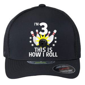 Kids 3 Year Old Bowling Birthday Party How I Roll 3rd Flexfit Unipanel Trucker Cap