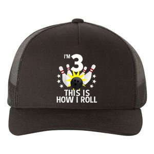 Kids 3 Year Old Bowling Birthday Party How I Roll 3rd Yupoong Adult 5-Panel Trucker Hat