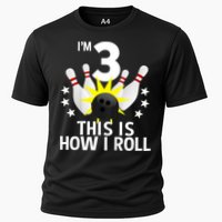 Kids 3 Year Old Bowling Birthday Party How I Roll 3rd Cooling Performance Crew T-Shirt