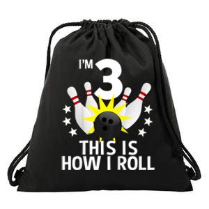 Kids 3 Year Old Bowling Birthday Party How I Roll 3rd Drawstring Bag