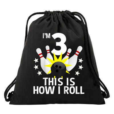 Kids 3 Year Old Bowling Birthday Party How I Roll 3rd Drawstring Bag