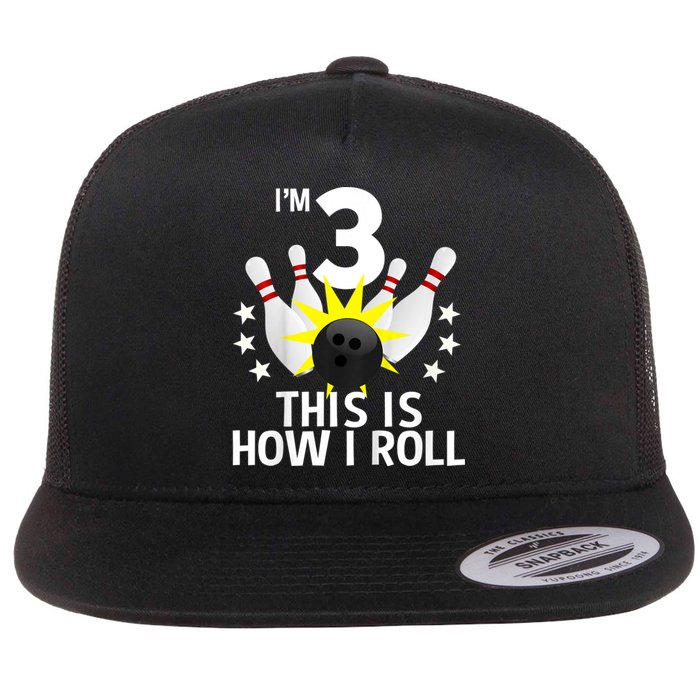 Kids 3 Year Old Bowling Birthday Party How I Roll 3rd Flat Bill Trucker Hat