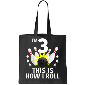 Kids 3 Year Old Bowling Birthday Party How I Roll 3rd Tote Bag