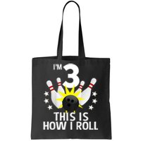 Kids 3 Year Old Bowling Birthday Party How I Roll 3rd Tote Bag