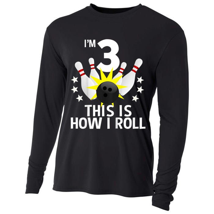 Kids 3 Year Old Bowling Birthday Party How I Roll 3rd Cooling Performance Long Sleeve Crew
