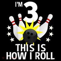 Kids 3 Year Old Bowling Birthday Party How I Roll 3rd Youth Performance Sprint T-Shirt