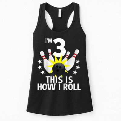 Kids 3 Year Old Bowling Birthday Party How I Roll 3rd Womens Tank Top