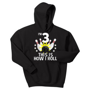 Kids 3 Year Old Bowling Birthday Party How I Roll 3rd Kids Hoodie