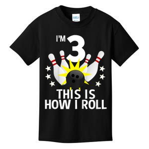 Kids 3 Year Old Bowling Birthday Party How I Roll 3rd Kids T-Shirt