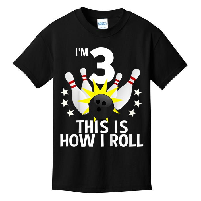 Kids 3 Year Old Bowling Birthday Party How I Roll 3rd Kids T-Shirt