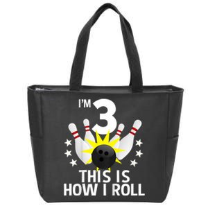 Kids 3 Year Old Bowling Birthday Party How I Roll 3rd Zip Tote Bag