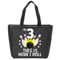 Kids 3 Year Old Bowling Birthday Party How I Roll 3rd Zip Tote Bag