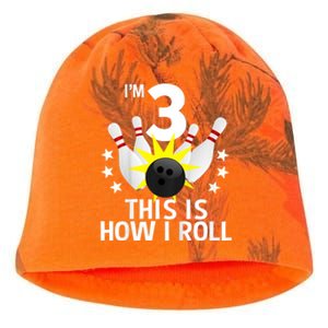 Kids 3 Year Old Bowling Birthday Party How I Roll 3rd Kati - Camo Knit Beanie