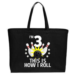 Kids 3 Year Old Bowling Birthday Party How I Roll 3rd Cotton Canvas Jumbo Tote