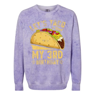 Kids 3 Year Old Funny Lets Taco Bout My 3rd Birthday Colorblast Crewneck Sweatshirt