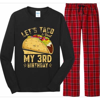 Kids 3 Year Old Funny Lets Taco Bout My 3rd Birthday Long Sleeve Pajama Set