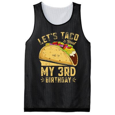 Kids 3 Year Old Funny Lets Taco Bout My 3rd Birthday Mesh Reversible Basketball Jersey Tank