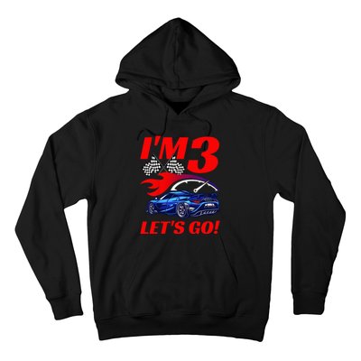 Kids 3 Year Old 3rd Racing Racecar Birthday Party Hoodie