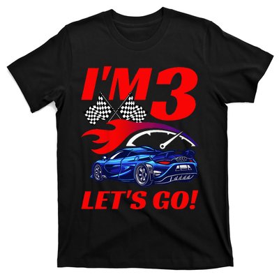 Kids 3 Year Old 3rd Racing Racecar Birthday Party T-Shirt