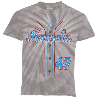 Kamala 47 Baseball Jersey Team Madam President Halloween Kids Tie-Dye T-Shirt