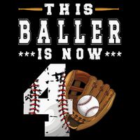 Kids 4th Birthday Baseball Boy Four Year Old Baseball Player Cooling Performance Crew T-Shirt