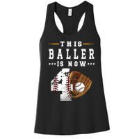 Kids 4th Birthday Baseball Boy Four Year Old Baseball Player Women's Racerback Tank