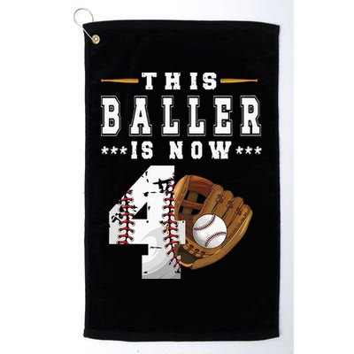 Kids 4th Birthday Baseball Boy Four Year Old Baseball Player Golf Towel