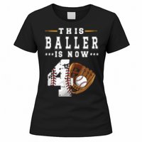 Kids 4th Birthday Baseball Boy Four Year Old Baseball Player Women's T-Shirt