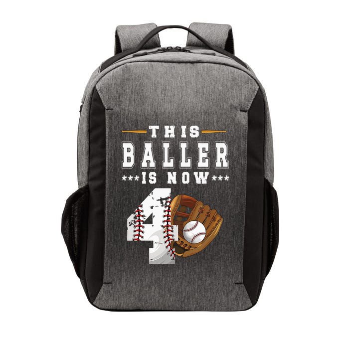 Kids 4th Birthday Baseball Boy Four Year Old Baseball Player Vector Backpack