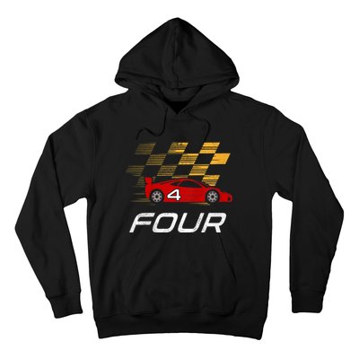 Kids 4th Birthday Race Car I Funny Four Years Old Boys Hoodie