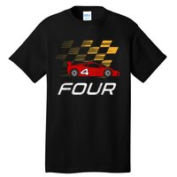 Kids 4th Birthday Race Car I Funny Four Years Old Boys Tall T-Shirt