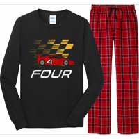 Kids 4th Birthday Race Car I Funny Four Years Old Boys Long Sleeve Pajama Set