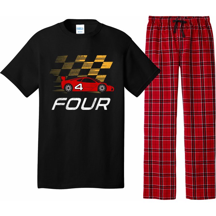 Kids 4th Birthday Race Car I Funny Four Years Old Boys Pajama Set