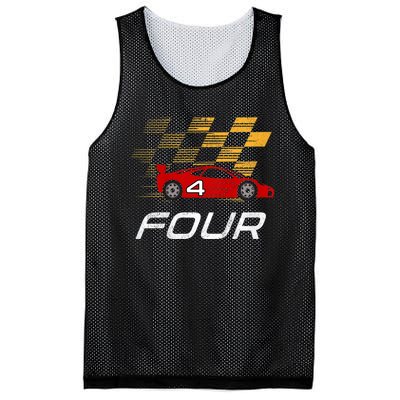 Kids 4th Birthday Race Car I Funny Four Years Old Boys Mesh Reversible Basketball Jersey Tank