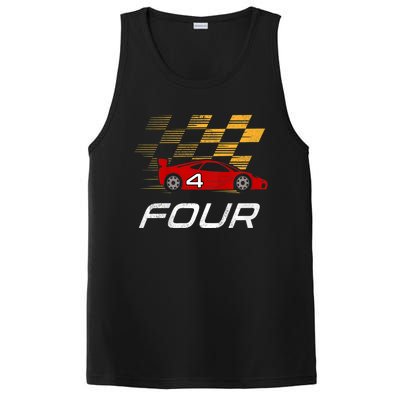 Kids 4th Birthday Race Car I Funny Four Years Old Boys PosiCharge Competitor Tank