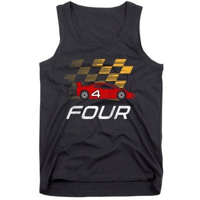 Kids 4th Birthday Race Car I Funny Four Years Old Boys Tank Top