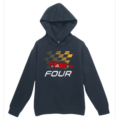 Kids 4th Birthday Race Car I Funny Four Years Old Boys Urban Pullover Hoodie