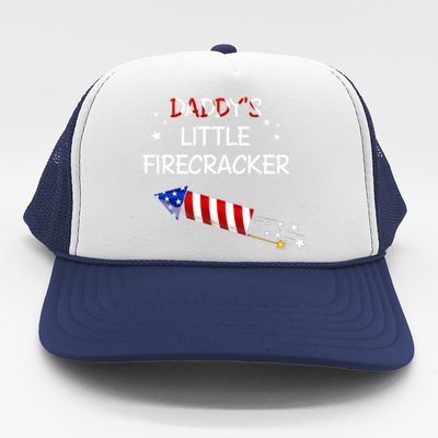 Kids 4th Of July Daddys Little Firecracker Funny Gift Trucker Hat