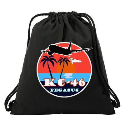 KC 46 Pegasus Vintage Tropical Sunset Air Refueling Drawstring Bag