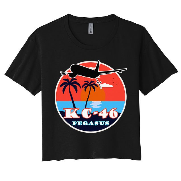KC 46 Pegasus Vintage Tropical Sunset Air Refueling Crop Top