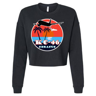 KC 46 Pegasus Vintage Tropical Sunset Air Refueling Cropped Pullover Crew