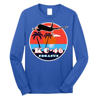 KC 46 Pegasus Vintage Tropical Sunset Air Refueling Long Sleeve Shirt