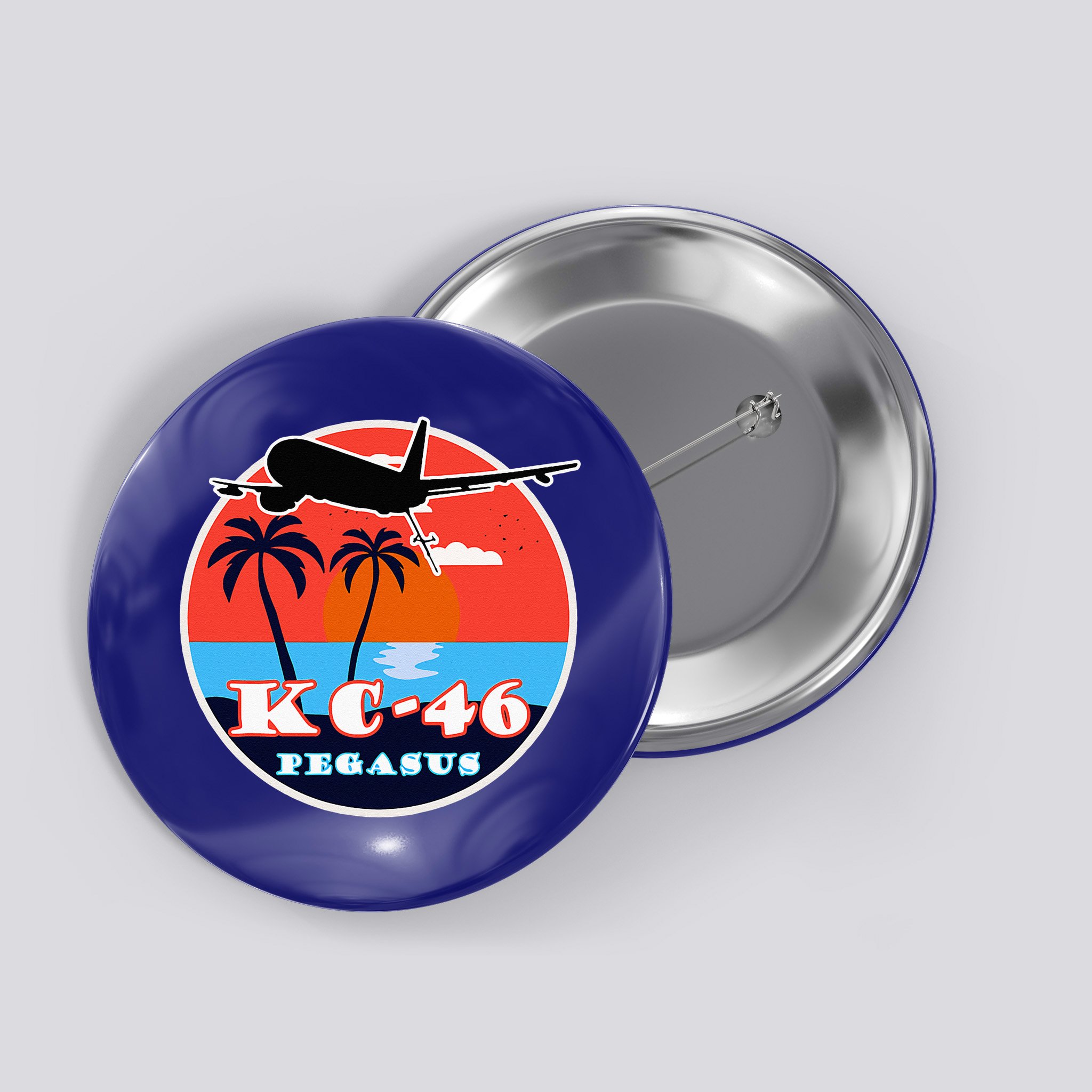 KC 46 Pegasus Vintage Tropical Sunset Air Refueling Button