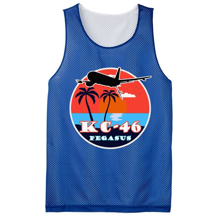 KC 46 Pegasus Vintage Tropical Sunset Air Refueling Mesh Reversible Basketball Jersey Tank