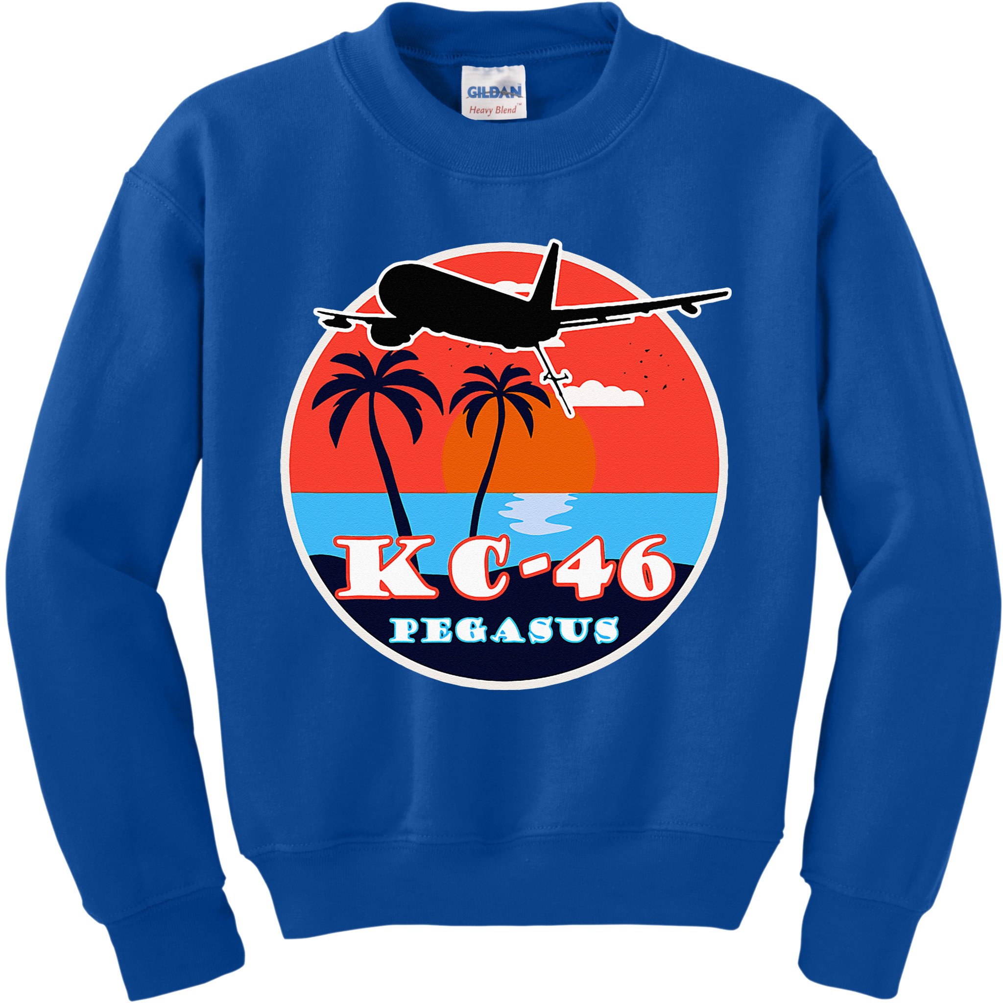 KC 46 Pegasus Vintage Tropical Sunset Air Refueling Kids Sweatshirt