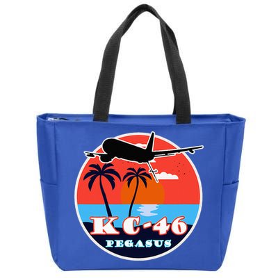 KC 46 Pegasus Vintage Tropical Sunset Air Refueling Zip Tote Bag