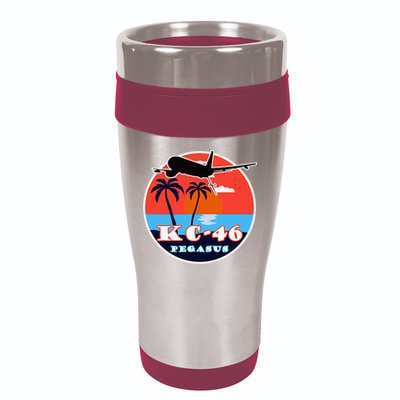 KC 46 Pegasus Vintage Tropical Sunset Air Refueling 16oz Travel Tumbler