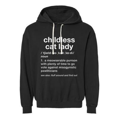 Kam47a 4 Usa Childless Cat Lady Funny Dictionary For 2024 President Kamalaharris Garment-Dyed Fleece Hoodie